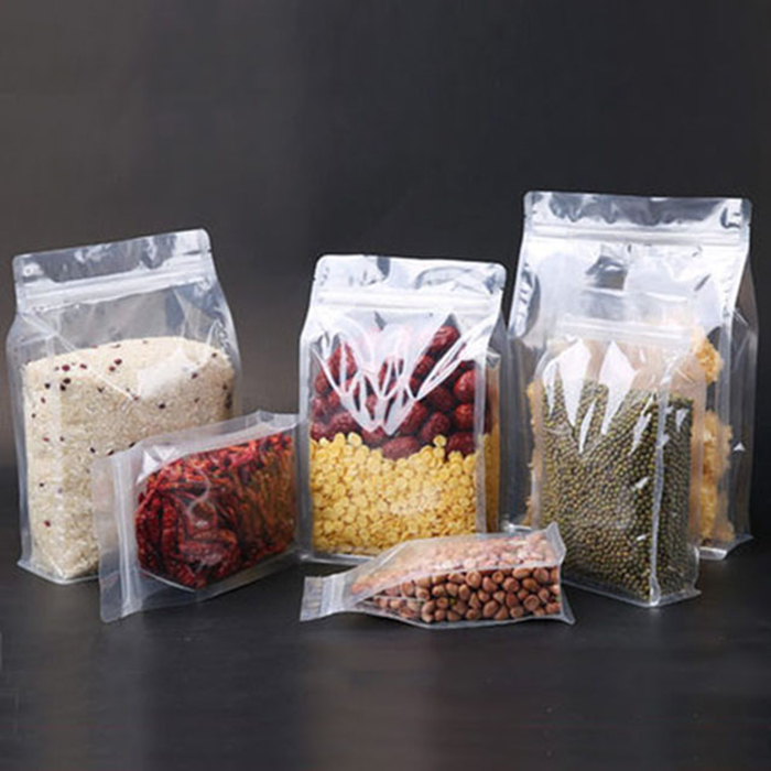 Plastic Flat Bottom Zipper Bag Clear/Frosted